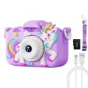 Dětský fotoaparát s jednorožcem a korunkou 2″ IPS displej 48 Mpx 1080P video 8x zoom Selfie objektiv Karta 32 GB 3