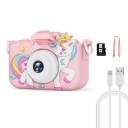 Dětský fotoaparát s jednorožcem a korunkou 2″ IPS displej 48 Mpx 1080P video 8x zoom Selfie objektiv Karta 32 GB 4