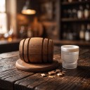 Fumoir à cocktails et whisky Baril en bois 10 x 6,4 cm avec support pour verre et moule à glace ronde Ensemble pour aromatiser les boissons 2