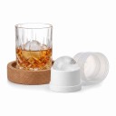 Fumoir à cocktails et whisky Baril en bois 10 x 6,4 cm avec support pour verre et moule à glace ronde Ensemble pour aromatiser les boissons 3