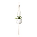 Hamac en macramé pour pot de fleurs avec une boucle tressée et des bras torsadés Longueur 105 cm Corde tressée à la main en fibres végétales Blanche 1