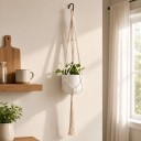 Hamac en macramé pour pot de fleurs avec une boucle tressée et des bras torsadés Longueur 105 cm Corde tressée à la main en fibres végétales Blanche 2