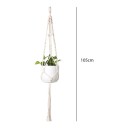 Hamac en macramé pour pot de fleurs avec une boucle tressée et des bras torsadés Longueur 105 cm Corde tressée à la main en fibres végétales Blanche 4