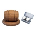 Fumoir à cocktails et whisky Baril en bois 10 x 6,4 cm avec support pour verre et 2 cubes réfrigérants en métal dans un étui pour bar 1