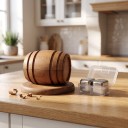 Fumoir à cocktails et whisky Baril en bois 10 x 6,4 cm avec support pour verre et 2 cubes réfrigérants en métal dans un étui pour bar 3
