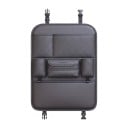 Organizér na opěradlo auta 60 x 43 cm z PU kůže s kosočtvercovým prošitím Držák na pití a kapesníky Háčky Černý Ochrana sedadla 1