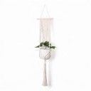 Macramé ophæng til plantekrukker med dekorativt vægpanel på træstang 105 cm Snor af plantefibre Hvid Boho dekoration 1