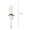 Macramé ophæng til plantekrukker med dekorativt vægpanel på træstang 105 cm Snor af plantefibre Hvid Boho dekoration 6