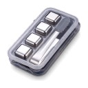 Fumeur à cocktails et whisky Baril en bois 10 x 6,4 cm avec support pour verre 4 cubes réfrigérants en métal avec pinces dans un étui 4