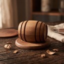 Fumeur à cocktails et whisky Baril en bois 10 x 6,4 cm avec support pour verre 4 cubes réfrigérants en métal avec pinces dans un étui 5