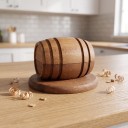 Fumeur à cocktails et whisky Baril en bois 10 x 6,4 cm avec support pour verre 4 cubes réfrigérants en métal avec pinces dans un étui 6