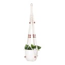 Hamac en macramé pour pot de fleurs avec anneau en métal et perles brun-rouge Longueur 90 cm Corde tissée en fibres végétales Blanche Pour plantes 1