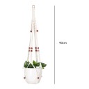 Hamac en macramé pour pot de fleurs avec anneau en métal et perles brun-rouge Longueur 90 cm Corde tissée en fibres végétales Blanche Pour plantes 5