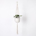 Macramé ophæng til blomsterkrukker med spiralknuder og metalring Længde 105 cm Flettet snor af plantefibre Hvid Boho dekoration 1