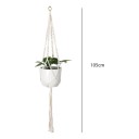 Macramé ophæng til blomsterkrukker med spiralknuder og metalring Længde 105 cm Flettet snor af plantefibre Hvid Boho dekoration 5