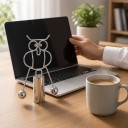 Balanziereule mit Pendelkugeln 10 x 15,5 cm Metallische silberne kinetische Dekoration für den Schreibtisch im Büro und im Kinderzimmer 3