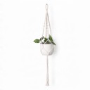 Hamac en macramé pour pot de fleurs avec une anse tressée et de délicats nœuds en spirale 105 cm Corde en fibres végétales Blanche Décoration Boho 1