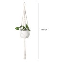 Hamac en macramé pour pot de fleurs avec une anse tressée et de délicats nœuds en spirale 105 cm Corde en fibres végétales Blanche Décoration Boho 5