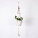 Macramé ophæng til plantekrukker med træperler og flettet ophæng Længde 105 cm Flettet snor af plantefibre Hvid Boho dekoration 1