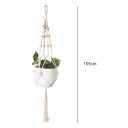 Macramé ophæng til plantekrukker med træperler og flettet ophæng Længde 105 cm Flettet snor af plantefibre Hvid Boho dekoration 5