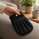 2 pcs gants électrostatiques pour poils de chiens et de chats 23,5 x 17 cm Poche en maille à cinq doigts et surface grise Noire Pour canapé 4