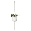 Macramé ophæng til blomsterkrukker Minimalistisk med metalring og snoet snor 100 cm Snor af plantefibre Hvid Boho dekoration 1