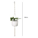 Macramé ophæng til blomsterkrukker Minimalistisk med metalring og snoet snor 100 cm Snor af plantefibre Hvid Boho dekoration 5