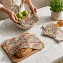 Vaxdukar för livsmedel Set med 3 storlekar 20 x 18 cm 28 x 25 cm och 36 x 32,5 cm Bivax och bomull Blommönster För snacks 2