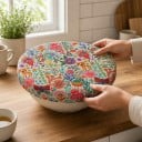 Vaxdukar för livsmedel Set med 3 storlekar 20 x 18 cm 28 x 25 cm och 36 x 32,5 cm Bivax och bomull Blommönster För snacks 3