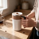 Automatischer Mischbecher 8,7 x 7 x 14 cm für 400 ml mit Temperaturanzeige am Griff und Schiebedeckel mit USB-C-Ladung 3