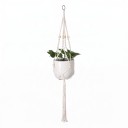 Macramé ophæng til plantekrukker med træperler og metalring Længde 105 cm Flettet reb af plantefibre Hvid Boho dekoration 1