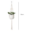 Macramé ophæng til plantekrukker med træperler og metalring Længde 105 cm Flettet reb af plantefibre Hvid Boho dekoration 5