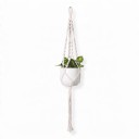 Macramé ophæng til blomsterkrukker med flettet ophæng og tætte spiralknuder 105 cm Snor af plantefibre Hvid Boho dekoration 1