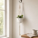 Macramé ophæng til blomsterkrukker med flettet ophæng og tætte spiralknuder 105 cm Snor af plantefibre Hvid Boho dekoration 3