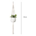 Macramé ophæng til blomsterkrukker med flettet ophæng og tætte spiralknuder 105 cm Snor af plantefibre Hvid Boho dekoration 6
