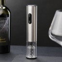 Elektrisk vinöppnare med två knappar och folieskärare i silver med LED-ljus för 4 AA-batterier för flaskhalsar upp till 35 mm 7