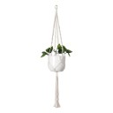 Macramé ophæng til plantekrukker Minimalistisk med flade knuder og metalring 105 cm Snor af plantefibre Hvid Boho dekoration 1