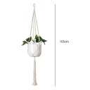 Macramé ophæng til plantekrukker Minimalistisk med flade knuder og metalring 105 cm Snor af plantefibre Hvid Boho dekoration 4