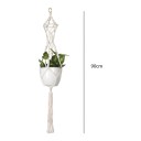 Macramé ophæng til plantekrukker med geometrisk flettet konstruktion og metalring 90 cm Snor lavet af plantefibre Hvid Boho dekoration 6