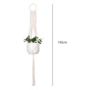 Hamac en macramé pour pot de fleurs avec grand cercle et panneau en losange 105 cm Corde en fibres végétales Blanche Décoration Boho 5