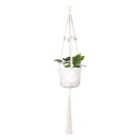 Macramé ophæng til blomsterkrukker med dekorative mønstrede perler og lille hængsel 105 cm Snor lavet af plantefibre Hvid Boho dekoration 1