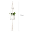 Macramé ophæng til blomsterkrukker med dekorative mønstrede perler og lille hængsel 105 cm Snor lavet af plantefibre Hvid Boho dekoration 4