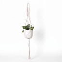 Hamac en macramé pour pot de fleurs avec une longue anse et un motif tressé croisé de 105 cm Corde en fibres végétales Blanche Décoration Boho 1