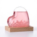Bouřkové sklo Storm Glass ve tvaru srdce 12 x 12 cm Skleněný barometr s krystaly na dřevěném podstavci Dekorace na stůl 6