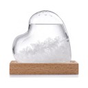 Bouřkové sklo Storm Glass ve tvaru srdce 12 x 12 cm Skleněný barometr s krystaly na dřevěném podstavci Dekorace na stůl 7