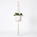 Macramé ophæng til plantekrukker med træring og flettet bånd med perler 100 cm Snor lavet af plantefibre Hvid Boho dekoration 1