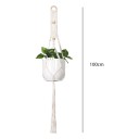 Macramé ophæng til plantekrukker med træring og flettet bånd med perler 100 cm Snor lavet af plantefibre Hvid Boho dekoration 5
