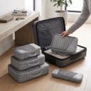 Conjunto de 5 organizadores de compressão para mala 35 x 10 cm até 40 x 40 cm Cubos de arrumação em rede com pega Para roupa e viagens 2