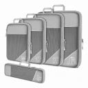 Conjunto de 5 organizadores de compressão para mala 35 x 10 cm até 40 x 40 cm Cubos de arrumação em rede com pega Para roupa e viagens 3
