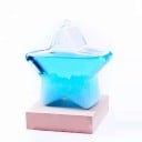 Bouřkové sklo Storm Glass ve tvaru hvězdy 10 x 10 cm Skleněný barometr s krystaly na dřevěném podstavci Dekorace na stůl 1